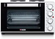 [HADEN] 25L Mini Oven with Grill & Double Hot Plates – Versatile Table top Oven and Hob for Baking, Roasting, Boiling – Adjustable Temperature, 1400W Electric Counter Top Cooker with 60-Min Timer
