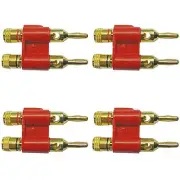 4 premium Dual 2 banana PA speaker amp amplifier cable cord connector male plugs