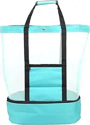 [EVTSCAN] Camping Beach Mesh Tote Bag with Cooler Organizer for Outdoor Activities