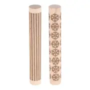 2pcs Wood Roller 10cm Snowflake Straight Lines Pattern Wooden Pottery Tools