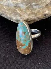 Womens Arizona Turquoise Southwestern Navajo Sterling Silver Ring Size 10 00726