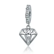 Silver plating Shining Heart Dangle Beads Fit Charm Bracelet Pendant DIY Jewelry Gift