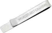 [kilofly] Men's Tie Clip Hidden Message WORLD'S BEST DAD UNCLE BROTHER Tie Bar