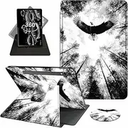 [ACWDMKH] Case for Samsung Galaxy Tab S10 Plus/ S9 FE Plus/ S9 Plus 5G Tablet 12.4 Inch Case,360 Degree Rotating Swivel PU Leather Stand Flip Folio Cover with Auto Wake/Sleep,Forest Eagle Black