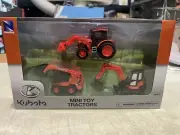 NIB NewRay Toys Kubota Tractor w Loader + Skid Steer + Mini Excavator. Unopened
