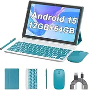 10 Inch Tablet Android 15(NOT GO) Tablets 2 in 1 tablet With keyboard 12GB RAM+64GB ROM(Supports 1TB expansion) Tableta 2MP+8MP Camera 6000mAh Battery Mouse/Case/Stylus 5G Wifi-6 10.1" Android Tablets
