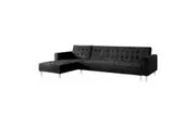 Sarantino Faux Velvet Corner Wooden Sofa Bed Couch with Chaise - Black