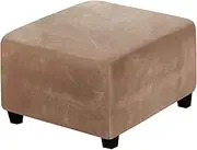Velvet Ottoman Cover Square Pouffee Footstool Cover Medium 68-82X42-46cm Square Pouffe Covers Stretch Ottoman Slipcover for Medium Pouffe Footstool,Camel