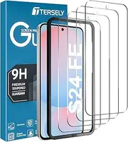 [4-Pack] T Tersely 9H Tempered Glass Screen Protector for Samsung Galaxy S24 FE 5G, with Installation Alignment Frame, Support Fingerprint Unlock, Case Friendly, Anti-Scratch Film