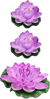 VANZACK 6pcs Artificial Water Lilies Pool Floating Decoration Water Flowers Floating Foam Flowers Floating for Pool Lotus Pond Decor Water Lotus Flowers Pond Plants Violet