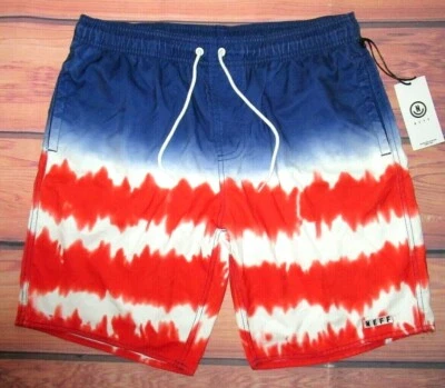 MENS NEFF TIE DYE SWIM DRAWSTRING BOARD SHORTS SIZE L