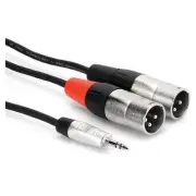 Hosa HMX-003Y 3' REAN 3.5mm TRS to Dual XLR3M 24 AWG Pro Stereo Breakout Cable