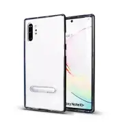 For Samsung Galaxy Note 10 Transparent Bumper Case w/ Kickstand BLACK