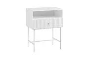 Sarantino Cecil Slender Fluted Bedside Table - White