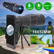 16X52 Zoom Optical HD Lens Monocular Telescope w/ Phone Mount For iPhone Samsung