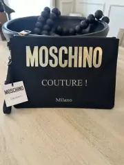 New W/ Tags Moschino label black clutch