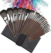 Pro Natural Goat Hair Brush Set with Natural Wood Handles, Ultimate Blending Make up Brush set & Natural Bristle Makeup Brushes – Luxury Kit with Travel Case (24PCS)