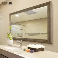 在飛比找樂天市場購物網優惠-BOLEN 北歐工業風浴室鏡子原木實木浴室柜鏡子壁掛衛生間裝