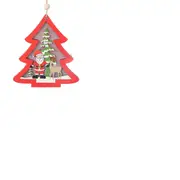 2Pcs Christmas Decoration Hollow Wooden Pendant Night Light Tree Hanging Ornaments