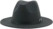 [Generic] Women Fedora Hat Unisex Men Jazz Hats Church Hats Wedding Prom Dress Hats Formal Panama Wide Brim Felt Hats 10 60-62cm, 10, One Size, 10, One Size