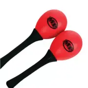 MANO PERCUSSION Maracas Egg Shaped w/ Black Plastic Handle, Red & 20g, Pair