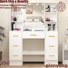 Vanity Set with Led Lights Hollywood Mirror and 7 Drawers Makeup Dressing Table