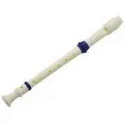 Students Plastic 8 Holes Soprano Recorder Flute Beige w Cleaning Stick G7W7