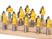 10 Bit Architectural Molding Router Bit Set - 1/2" Shank - Yonico 16101