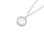 Silver Cz 'd' Open Circle Initial Pendant in Clear