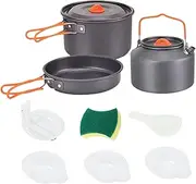 FmtwPhn Camping Cookware Set, Backpack Cooking Set, Multifunctional Pot and Outdoor, Lightweight Backpack Cookset with Foldable Handles, Compact for Hiking and Travel