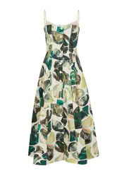 Alemais Siena Printed Cotton Midi Dress - Green - 10 10
