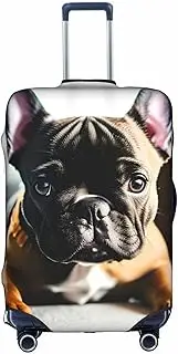 [Pvinnk] French Bulldog Print Protective Luggage Cover Elastic Washable Suitcase Protector Travel Gear Protector, White, Large
