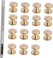 OSALADI 16pc Set Pure Brass Screw Belt Fasteners DIY Purse Hardware Leather Hole Punch Fixing Screws