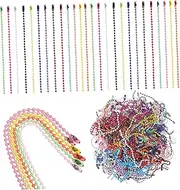 MUELODSIC 200 Pcs Colorful Bead Chains Durable Ball Bead Chains for Keychain Jewelry Making for DIY Crafts Vibrant Colors for Unique Creations
