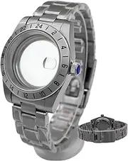 [WUYONGSI] 1pc 39mm GMT Watch Case Stainless Steel Strap for Men Relogio NH34 NH35 ETA2824 PT5000 Movement(with Strap 11,Fit NH34 to NH39)