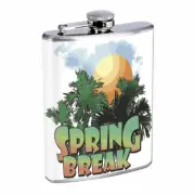 Spring Break D8 Flask 8oz Stainless Steel Hip Drinking Whiskey