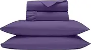 Real 1000 Thread Count, 100% Organic Cotton Sheet Set [4 PC- Full Size, Plum Color] Bedsheet Sets, Fit Mattress Upto 12" Deep Pockets