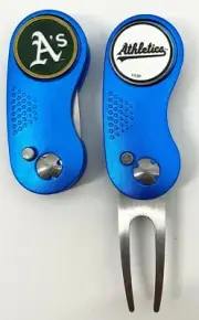 GOLF SWITCHBLADE OAKLAND ATHLETICS DIVOT REPAIR TOOL + Ballmarker Blue