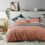 100% Linen Burnt Melon Quilt Cover Set