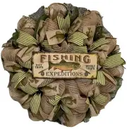 Fishing Expeditions Handmade Deco Mesh Wreath