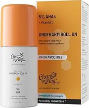 Chemist at Play UnderArm Roll On with Lactic and Mandelic Acid, Removes odour, Whitens and Brightens Skin, Kills Bacteria, Exfoliates Underarm, Long lasting, For Women and Men, 40ml (Fragrance Free)