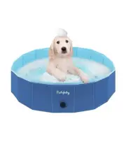 Furrybaby Dog Pool, Kiddie Pool with Hard Plate Collapsible