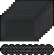 Famibay Placemats and Coasters Sets of 8 Place Mats Washable Heat Resistant Dinner Table Mats and Coasters Black for Kitchen Dining Restaurant