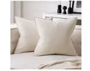 MIULEE Velvet Pillow Covers Soft Square Cream White 16"x16" Cream White 2-pack