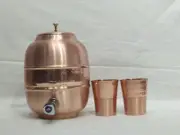 Copper Hammered Water Pot, Handcrafted Vintage Indian Copper Jug for Drinking