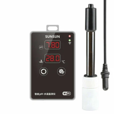 Digital Aquarium PH Pen Tester WiFi Remote Measure PH Value Meter Thermometer