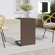 C Shaped Bedside Table Coffee Table Sofa Couch End Table Poly Rattan vidaXL