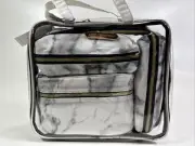 Aimee Kestenberg Nylon White Marble Cosmetics and Travel Bag Accessory Set