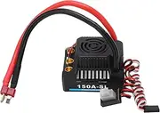 RC Brushless ESC 150A Waterproof Dustproof High Performance Brushless Electronic Speed Controller with 5A 5.8V BCE Output for 1/8 RC Truck Black Aluminum Alloy Plastic 59x48x38mm