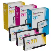 LD Replacement for HP 711 3pk CZ130A CZ131A CZ132A DesignJet T120 T520
